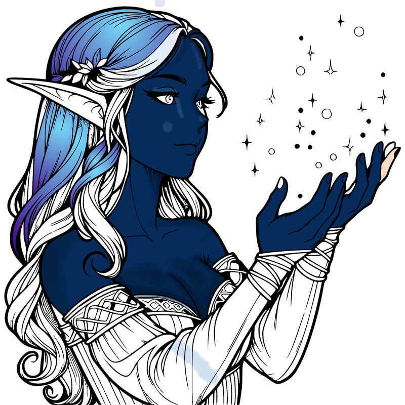 realistic elf girl doing magic