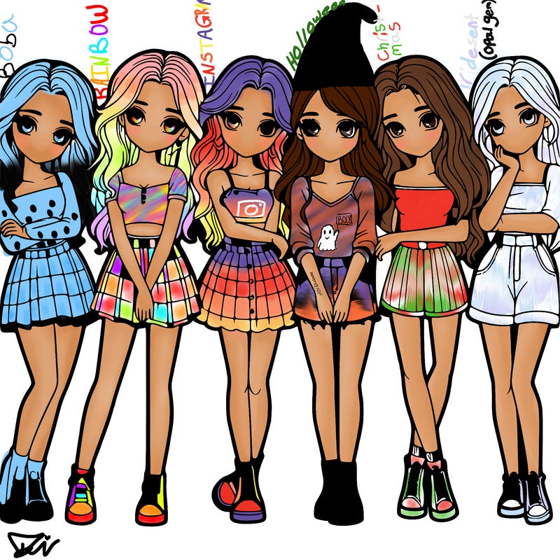 a group of girls realistic