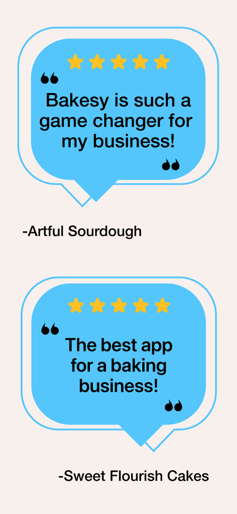 Bakesy: Home Bakery Biz App - ホームベーキングビジネス向けのBakesyアプリを称賛する2つの5つ星の顧客レビュー