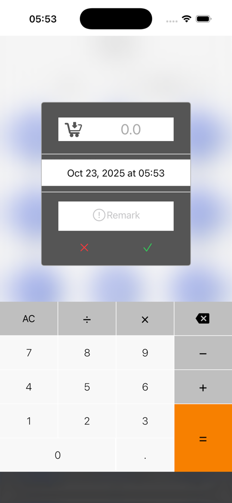 Easy Money ! - Pantalla de entrada de gastos manuales con un gran teclado numérico y un ícono de carrito de compras en la aplicación Easy Money