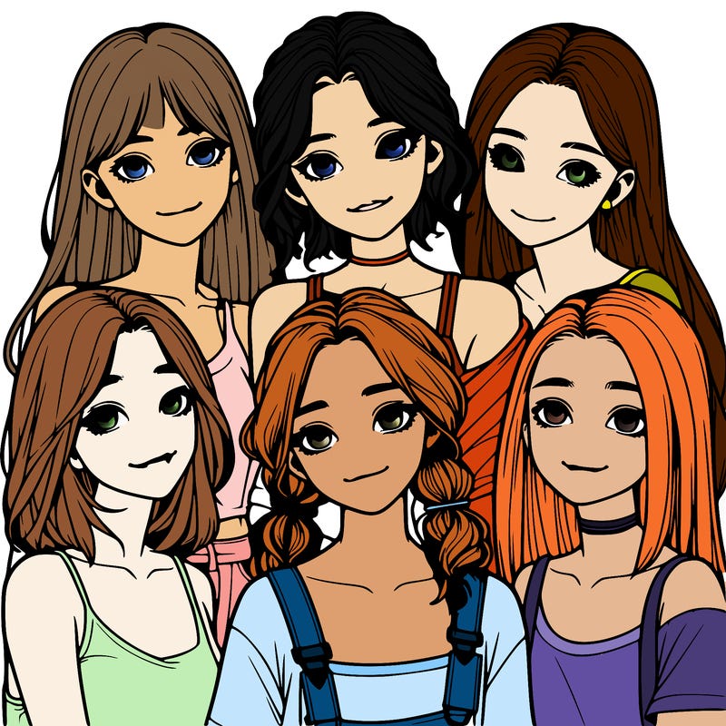 a group of girls realistic
