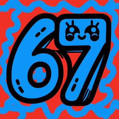 the numbers 67