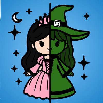 split princess and witch