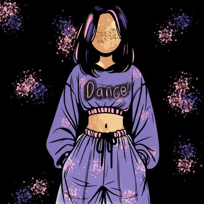 realistic girl faceless with baggy pants and a crop top