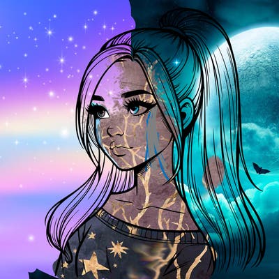 realistic girl with a high ponytail