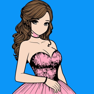 realistic girl in prom dress