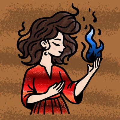 woman with fire