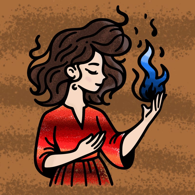 woman with fire