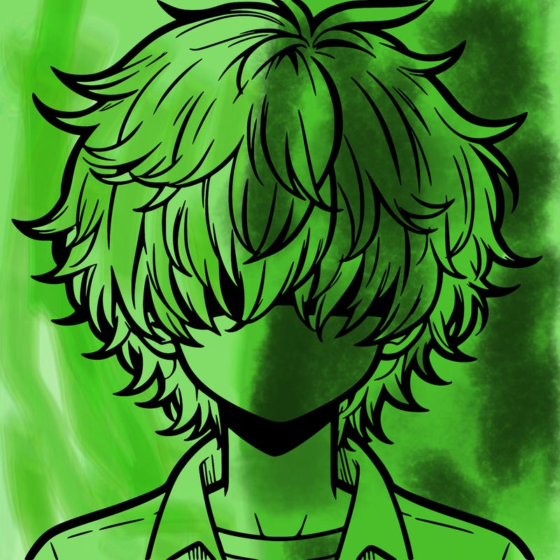 manga boy fluffy hair covering his eyes