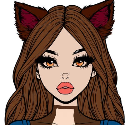 realistic girl with fox ears and realistic lips