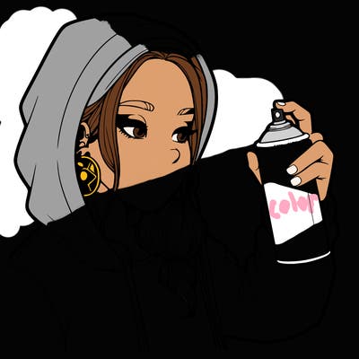 a realistic girl, spray painting