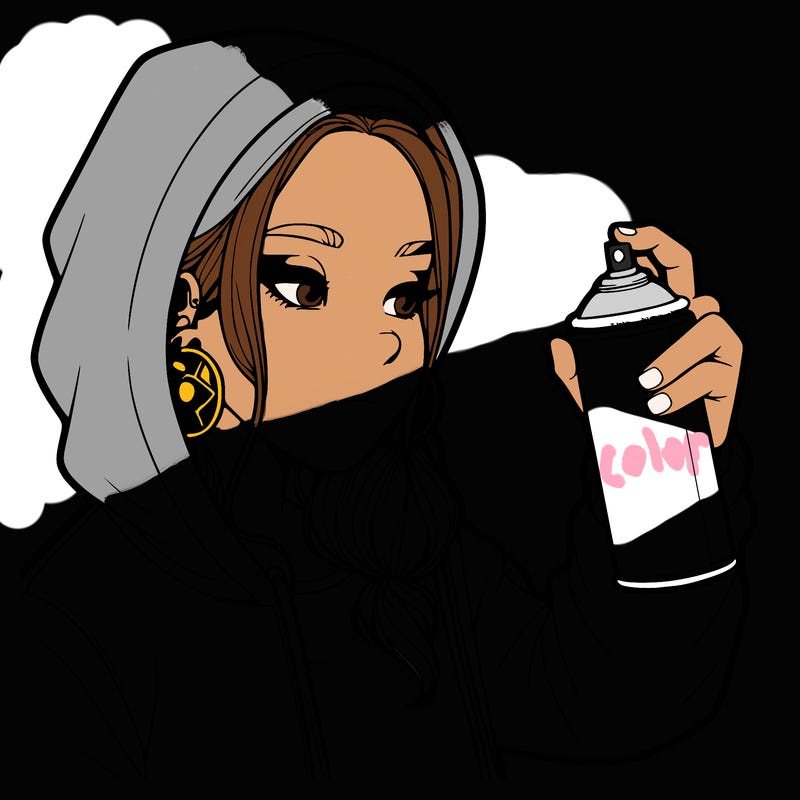 a realistic girl, spray painting