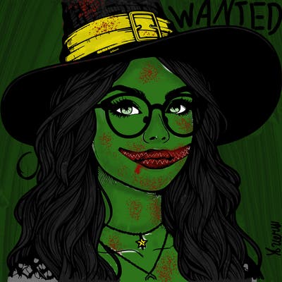 a witch with glasses realistic