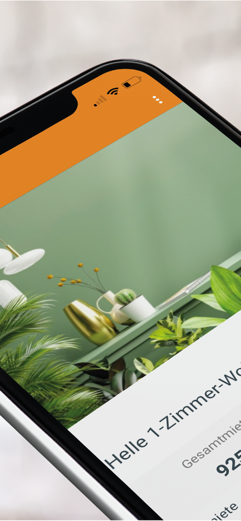 WG-Gesucht - Flats & Rooms - Close up of a bright 1-room apartment listing on the WG-Gesucht mobile app interface