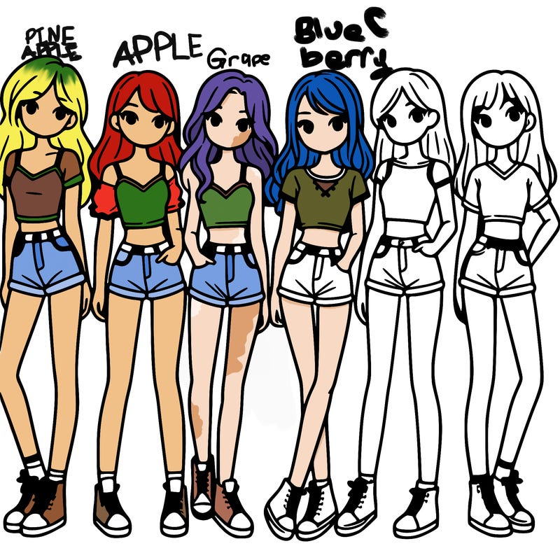 a group of girls wearing crop tops and shorts