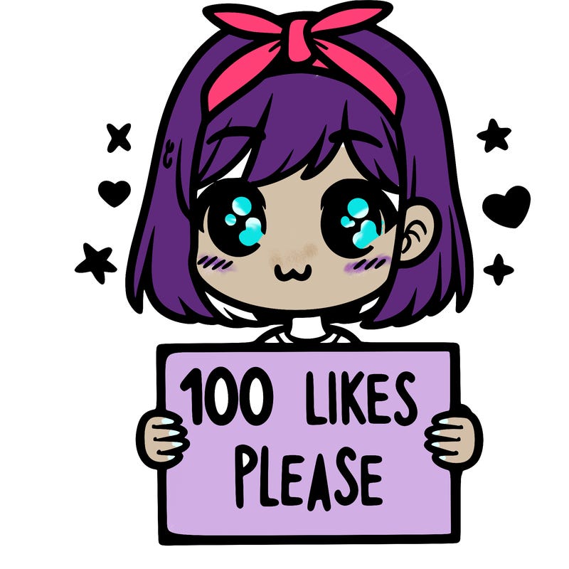 girl holding sign saying 100 likes please