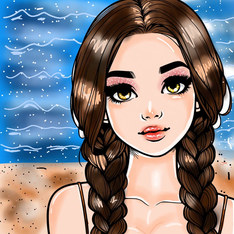 realistic girl with braids