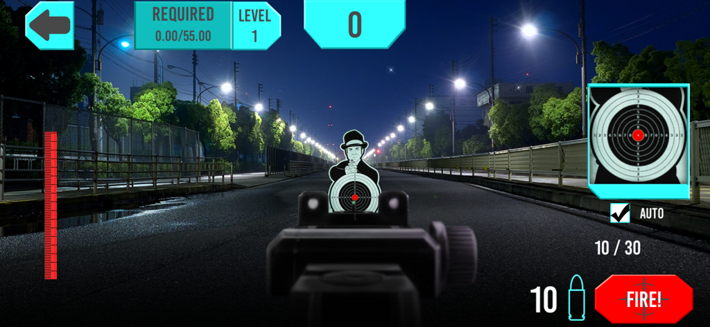 eWeapons™ Weapon Simulator - First person view of the shooting range mini game in eWeapons simulator