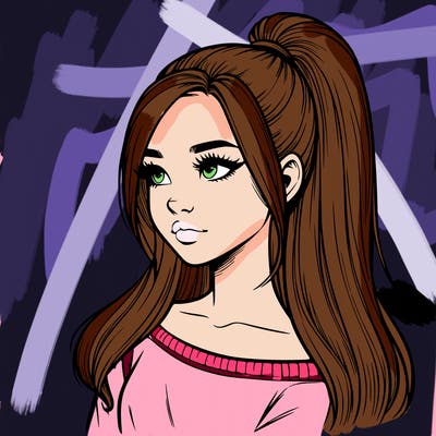 realistic girl with a high ponytail