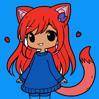 girl with cat ears and tail