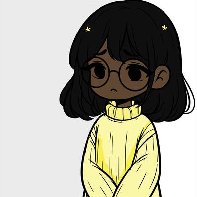 sad girl with glasses in a sweater