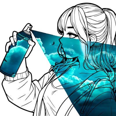 a realistic girl spray, painting