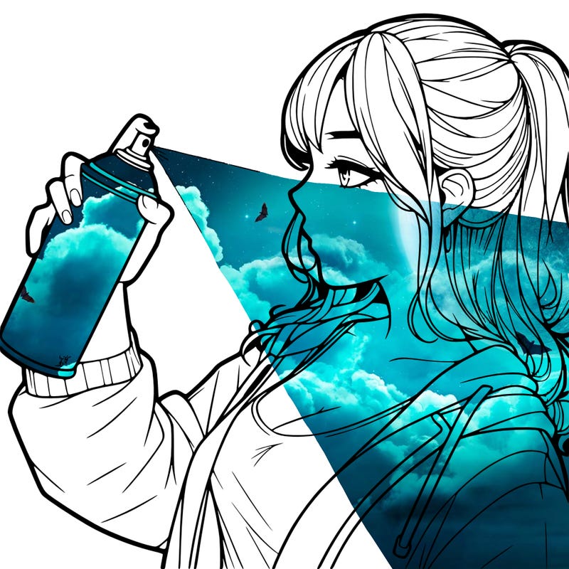 a realistic girl spray, painting