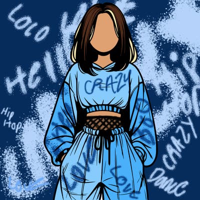 realistic girl faceless with baggy pants and a crop top