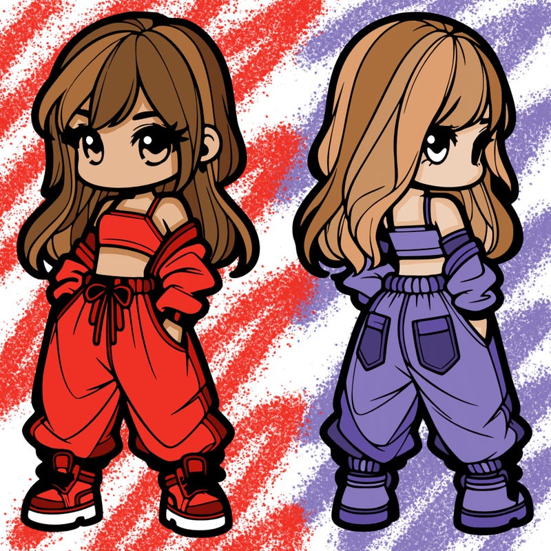 girl in crop top and baggy pants