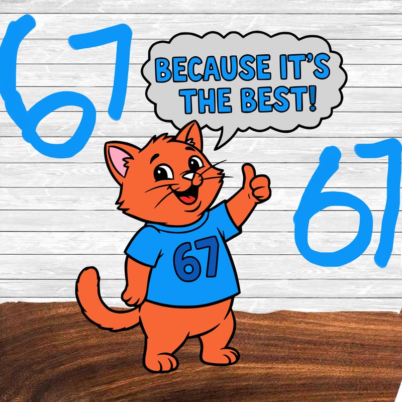 my cat says 67 because it’s the best