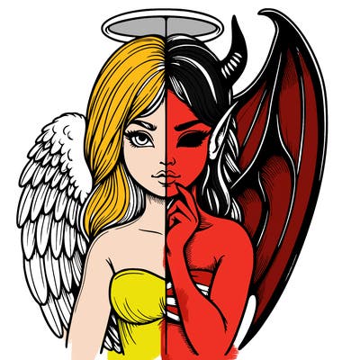 realistic angel half demon