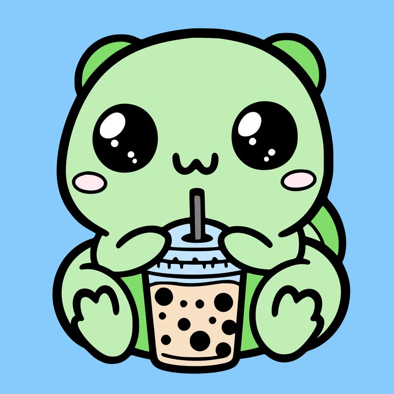 cute frog with boba