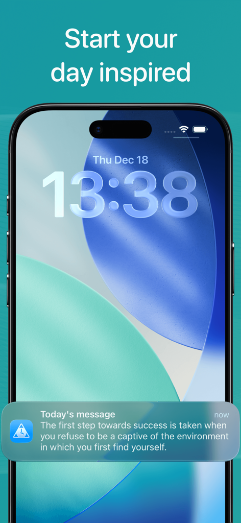 Smartphone lock screen displaying a daily inspirational quote notification from the Sober Time app