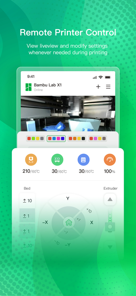 Bambu Handy - Bambu Handy app dashboard for remote 3D printer control and live monitoring