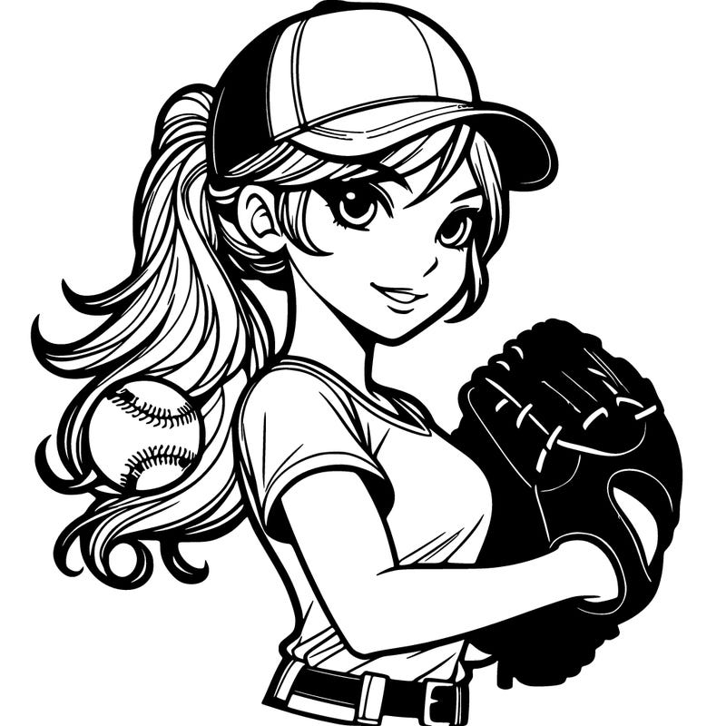softball girl realistic pitcher