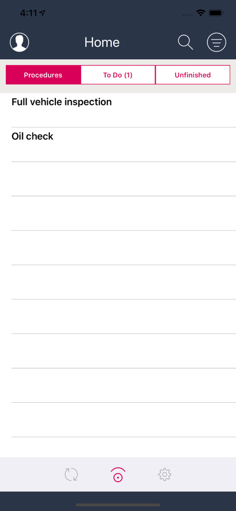 Proceedix - Wind Turbine Check - Home screen of the Proceedix app showing a list of wind turbine maintenance procedures