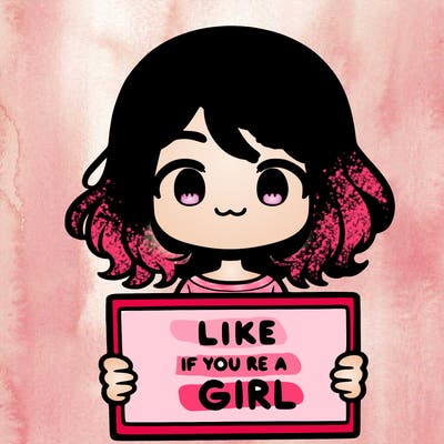 a cute girl holding a sign that says like if you’re a girl