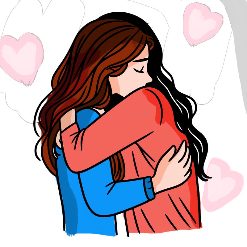 woman hugging another person