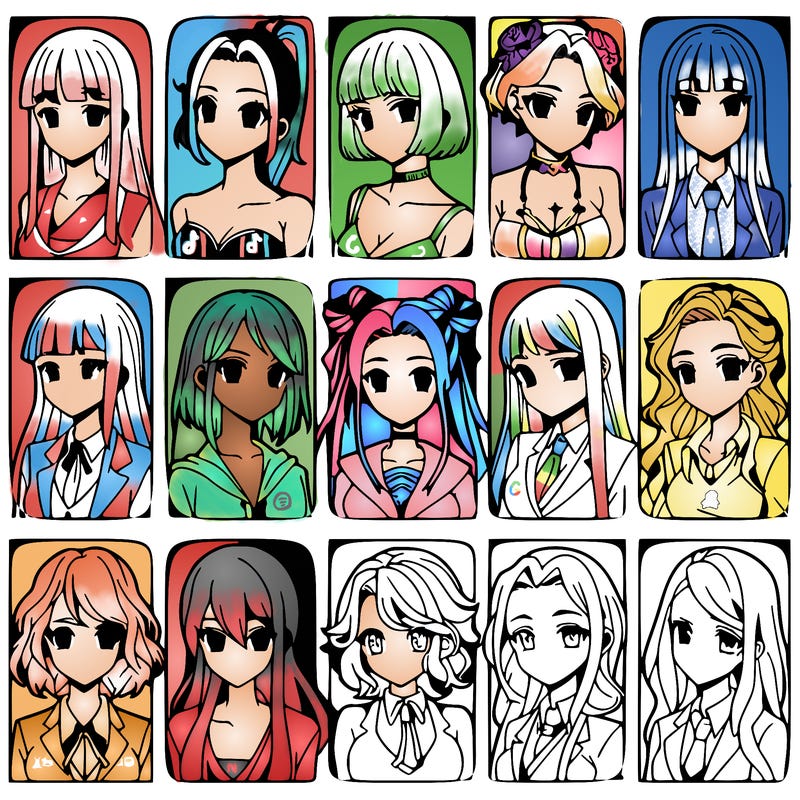 girls that look diffrent anime