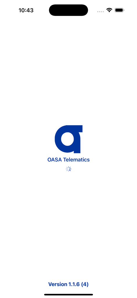 Loading screen of the OASA Telematics mobile app for Athens public transportation
