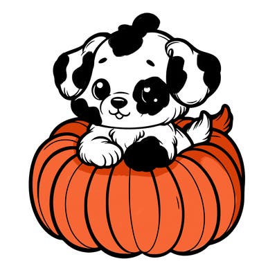 cute little puppy in a pumpkin