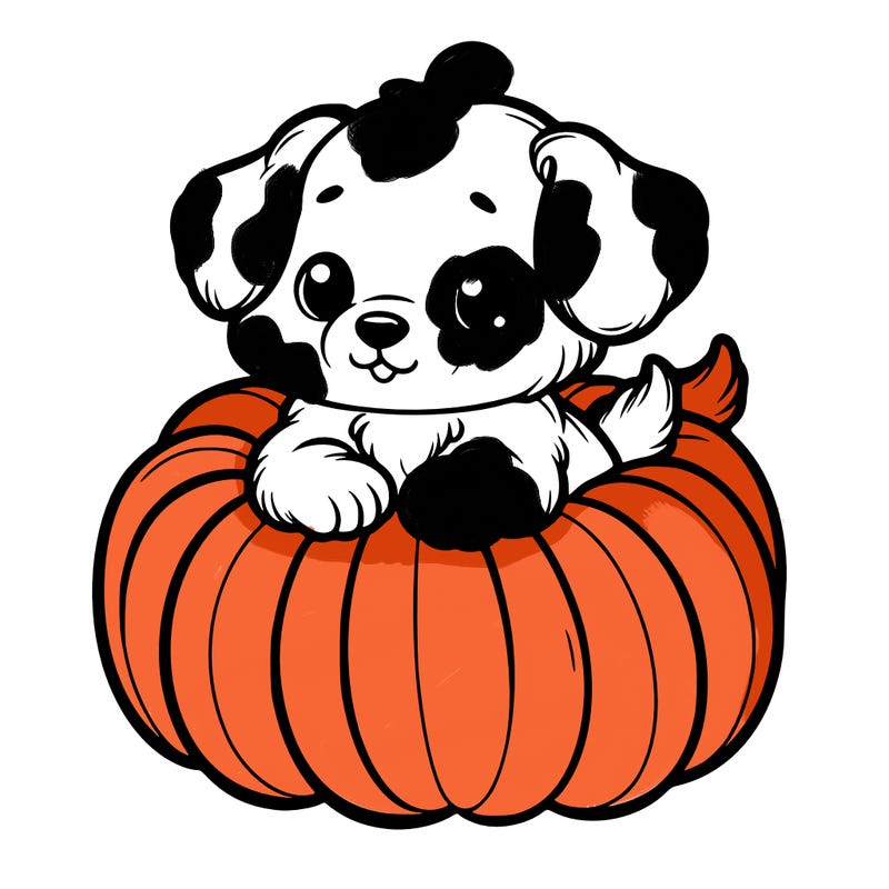 cute little puppy in a pumpkin