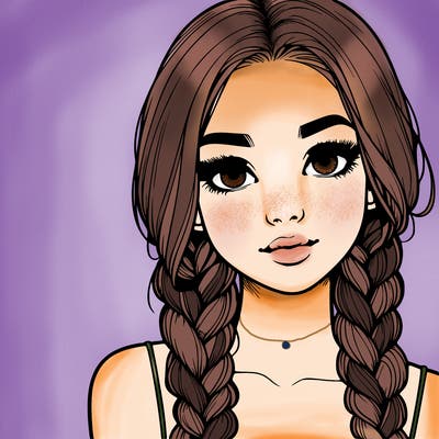 realistic girl with braids