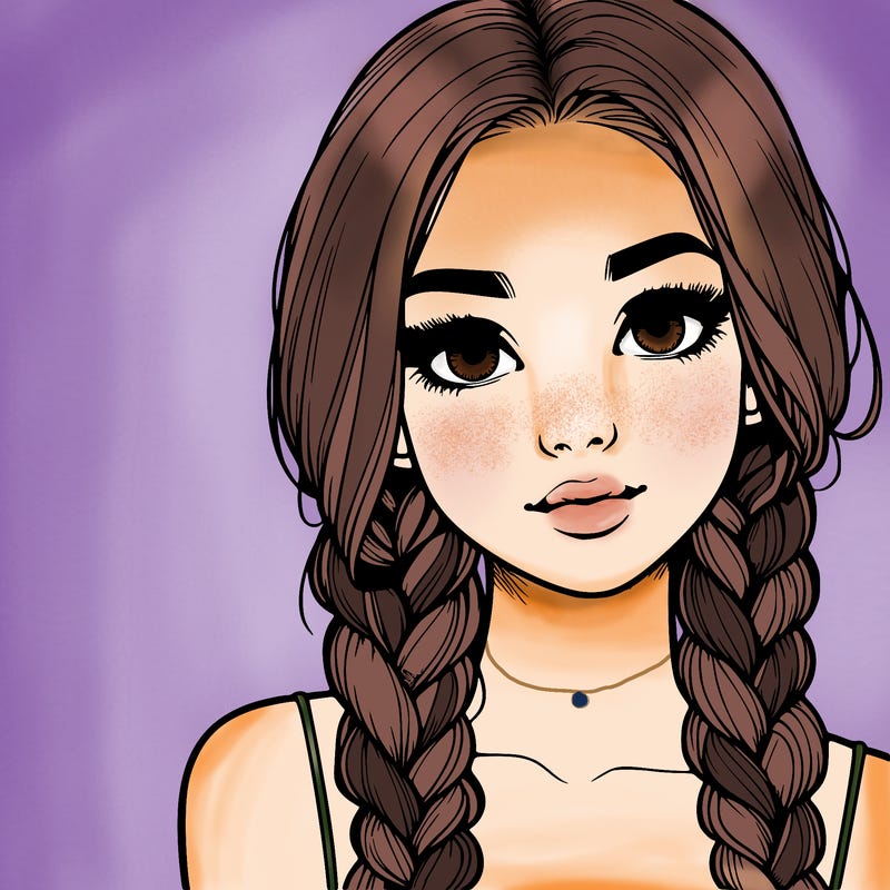 realistic girl with braids