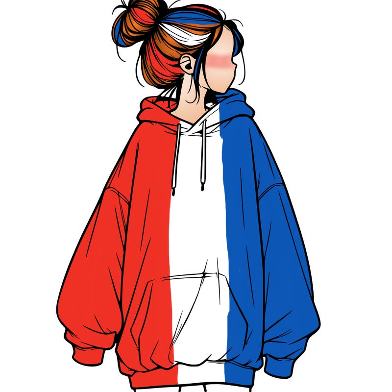 realistic girl with a oversized sweatshirt on and a bun