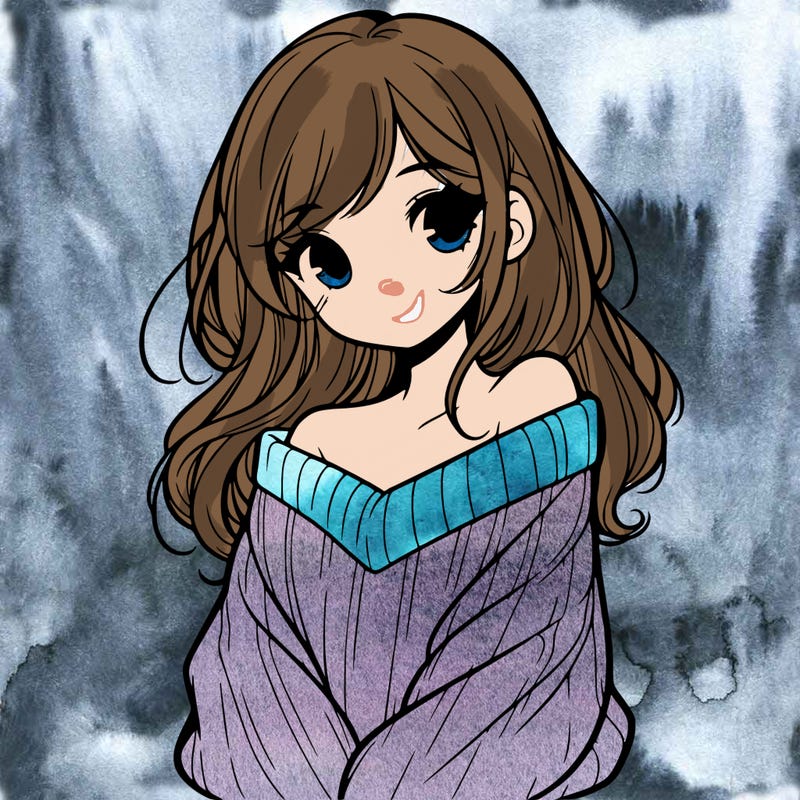 shy pretty girl wearing a sweater that is falling off one shoulder portrait