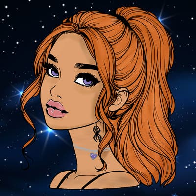 realistic girl with a ponytail on her hair and lips