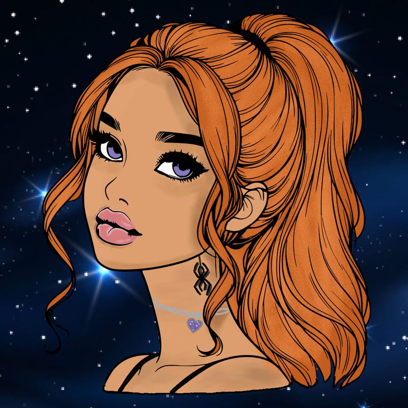 realistic girl with a ponytail on her hair and lips