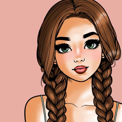 realistic girl with braids