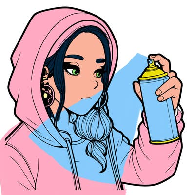 a realistic girl, spray painting